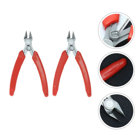 Two Pack Stainless Steel Wire Cutter Pliers With Sharp Nose For Easy Wire Cutting And Stripping, features close-up details.