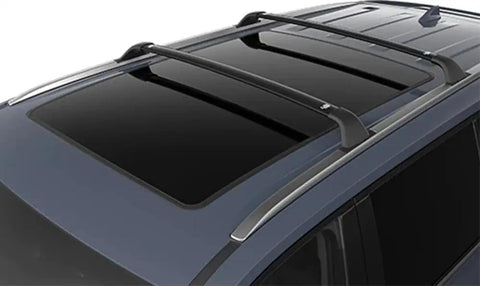 Badass Solid Heavy Duty Roof Rack Crossbar Fits Toyota Grand Highlander 2023 2024 2025 2026 Specific Fitment For Factory Rails Holds 150 Lbs Load Boosts Storage And Style Installing Quick Performs Like Magic For Outdoor Adventures Anytime. black aluminum roof rack crossbars on Toyota Grand Highlander factory rails, fits sunroof