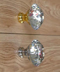 Modern Diamond Head Glass Crystal Cabinet Pulls Featuring A Slick Silver Clear Coating And Solid 50Mm Diameter Build For Kitchen Cupboards Drawer Hardware That Hits Different, showing silver and gold finishes.