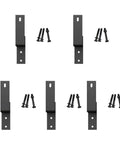 5 Pack Wall Mount Bypass Door Brackets For Sliding Barn Door Hardware, Matte Black Steel, screws included, flat layout view