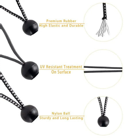 30 Pack Ball Bungee Cords With Balls For Shelter Canopy And Cargo Tie Downs Built Tough Heavy Duty UV Resistant Elastic Cords In Black