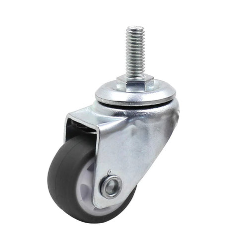 8 Pcs 1 Inch Swivel Stem Caster Wheels No Noise TPE For Small Shopping Carts And Trolleys M6 X 15Mm Threaded Stem Load Capacity 141 Lb