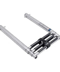 Three Step Telescoping Boat Ladder Welded From Marine Grade 304 Stainless Steel featuring anti slip steps and fold down mount.