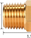 Set Of 4 Beefed Up Solid Brass Hex Nipple Pipe Fittings One Quarter Inch NPT Male To One Quarter Inch NPT Male O D One Half Inch On Each End Durable Plumbing Adapter For Hose And Pipe Systems side view