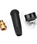 Top Tier Copper Welding Rapid Connector For DKJ Series Machines with black rubber handle and copper adapter components.