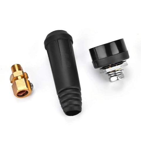 Top Tier Copper Welding Rapid Connector For DKJ Series Machines with black rubber handle and copper adapter components.