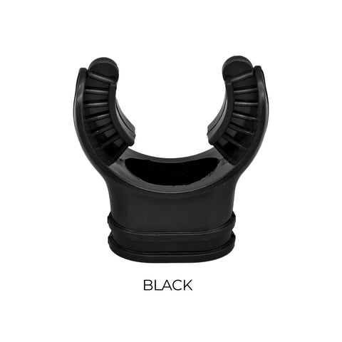 Front view of Black Scuba Diving Mouthpiece For Easy Breathing And All Day Comfort Ergonomic Fit For Most Regulators And Second Stage