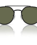 Front view of RB3765 Round Sunglasses With Black Frame And Green Polarized Lenses 53mm Wide For UV Protection And All Day Comfort