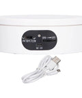 Smart Motorized Rotating Display Stand With Smooth 360 Spin For Pro Photo Shoots showing control panel and USB cable.