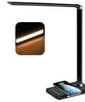 8 In 1 4th Gen Multifunctional LED Desk Lamp with 10W Fast Wireless Charger USB Port, sleek black design, 1200 Lux brightness