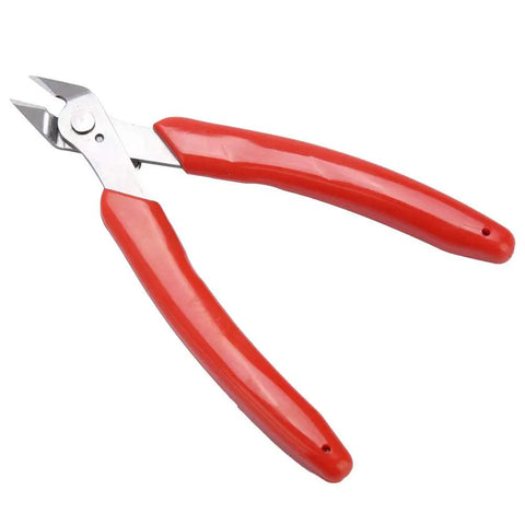 107F1 Electronic Diagonal Pliers With High Carbon Steel Cutting Nippers Ergonomic Handle, red tool, isolated view