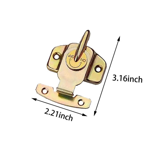 Built Tough Heavy Duty Table Locks Extension Table Buckles With Spring Latch Hardware Kit For Sturdy Dining And Training Tables Offering No Sweat Install Screws Included, close-up view of gold steel spring latch, 2.21 inch by 3.16 inch.