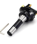 Oscarbide indexable end mill with R8 shank, 3in diameter, 6in OAL, 90-degree, 5-flute, carbide inserts