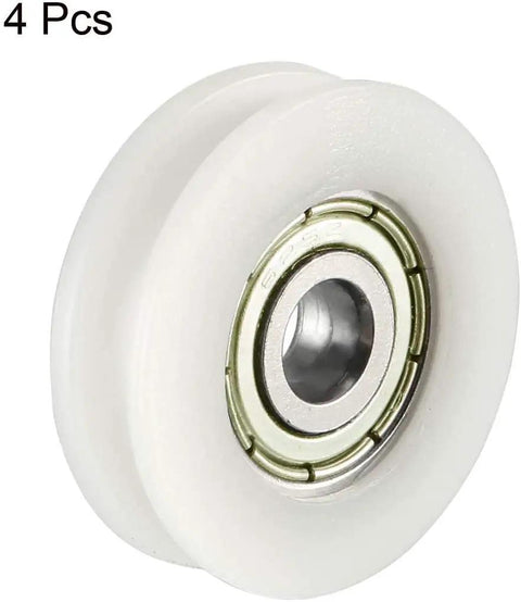 Premium V Groove Bearing Pulley Wheel Rock Solid Ball Bearing Rail System White 5X24X7MM with metal guide for smooth motion