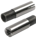 Two adapters from 8 Piece 1/4 To 1/8 Inch CNC Router Engraving Tool Adapter Set For ER Collet Conversion Pro Grade Spring Steel Durable High Precision Clamping And Stable Grip For Engraving Machines on white background.