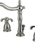 French Country Widespread Chrome Lavatory Faucet With Solid Brass Construction Duraseal Washerless Cartridge Deck Mount