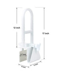 Sturdy Heavy Duty Tub Grab Bar Safety Rail With Adjustable Clamp Handle No Slip Grip Handrail for Seniors and Elderly Medical Grade Bathtub Support with measurements.