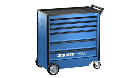 Heavy Duty Blue Mobile Tool Trolley Featuring Corrosion Resistant Steel Frame And Abs Plastic Top With Small Parts Organizer, 6 drawers.