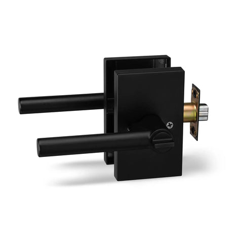 Heavy Duty Entry Lever Door Handle Set With Single Cylinder Deadbolt Lock For Front Door Or Office, black modern design