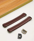 Brown Box Leather Handles 6 Pack for Furniture Cabinets and Drawers Vintage Antique Style Pulls With Screws 6 Inch Total Length