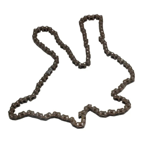 Premium Motorcycle Cam Timing Small Roller Chain 94582-H8136 Replacement For Yamaha YP400 YP400R CP250 Maxam YP250G Majesty laid out flat.