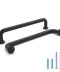 10 Pack Matte Black Kitchen Cabinet Pulls 5 Inch Center To Center 128mm Zinc Alloy Solid Round Drawer Handles with screws shown