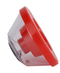 Red Drill Dust Cover And Electric Hammer Debris Guard For Power Tools, transparent ABS material, compact design, side view.