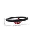 Universal 14 Inch Red PU Steering Wheel With Horn Button For Car Golf Cart And Racing Simulator Boss Grade Performance Wheel Replacement With Aluminum Alloy Rim Plug And Play Fit For Smooth Responsive Control, showing side view dimensions.