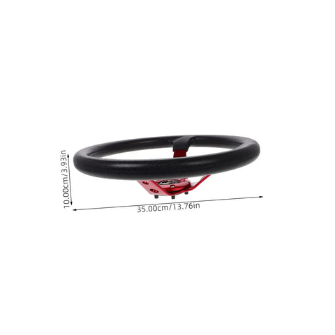 Universal 14 Inch Red PU Steering Wheel With Horn Button For Car Golf Cart And Racing Simulator Boss Grade Performance Wheel Replacement With Aluminum Alloy Rim Plug And Play Fit For Smooth Responsive Control, showing side view dimensions.