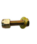 Three Eighths Inch Hex Bolts Grade Eight Set Of Ten With Hardened Flat Washers And Nylon Lock Nuts For Heavy Duty Anti Vibration Fastening One And A Quarter Inch Length Coarse Thread SAE J429