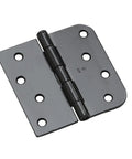 4 Inch Full Mortise Butt Hinge Three Pack With Five Eighth Inch Radius Square Corner Removable Pin Black Finish