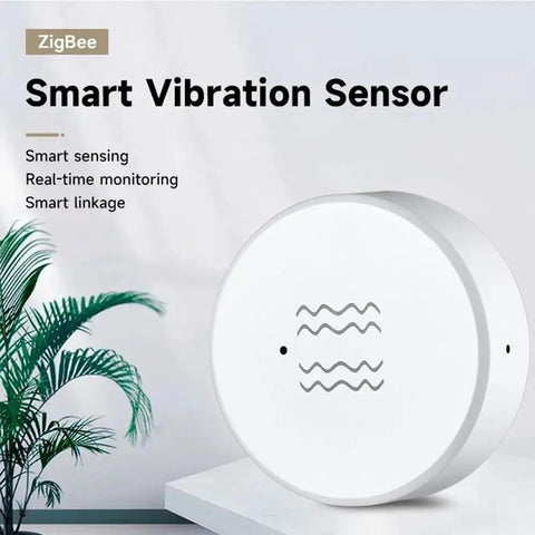 Smart Vibration And Tilt Alarm Sensor Delivers Real Time Alerts To Your Phone Home Assistant And Zigbee2MQTT Compatible Ultra Sensitive Motion Sensing For Instant Security Monitoring, white round Zigbee sensor