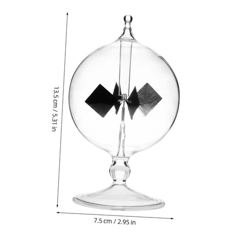 Solar Power Crookes Radiometer Glass Windmill Vane Sunlight Energy Meter Toy, 13.5 cm high borosilicate glass demo tool.