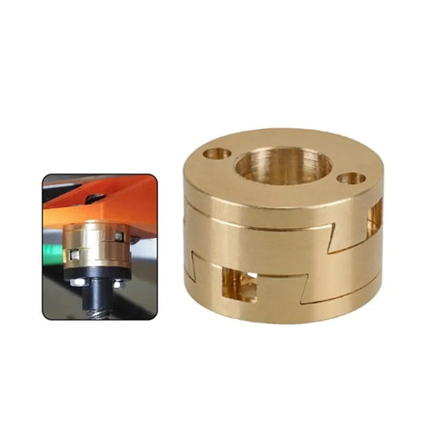 Upgrade Your 3D Printer Setup With This Sweet T8 Z-Axis Lead Screw Kit Featuring Solid Oldham Brass Coupling Plus Z Stabilizer For Smooth Linear Motion And Precision Printing On Any Custom Build. Brass Oldham coupling for 3D printer Z-axis lead screw