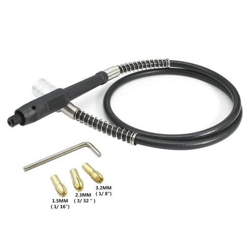 Dead Nuts Tough 42 Inch Flexible Flex Shaft Rotary Tool Attachment Fits Dremel Mini Drill Extension with interchangeable chucks and bits.