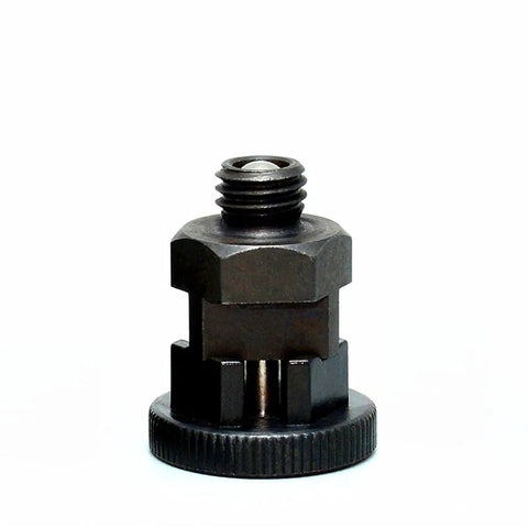 M8 Indexing Plunger Featuring Rock Solid Self Locking Knob For Unshakeable Positioning And Heavy Duty Locking Screw. Close-up view.
