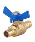 One Half Inch PEX Brass Ball Valve with Blue T Handle, DIY Friendly Shut Off PEX Barb Water Valve, CUPC Certified for Cold and Hot Water
