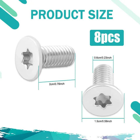 8Pcs Stainless Steel Brake Rotor Screws Kit M8x20x1.25mm Replacement Hardware For Disc Brakes Front And Rear, Fits 11609271, Heavy Duty