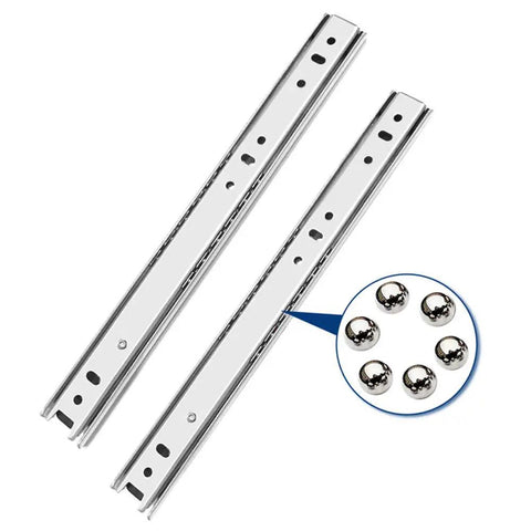 Two Way Full Extension Stainless Steel Drawer Slides With Soft Close And Ball Bearing Runners 27mm Wide Heavy Duty