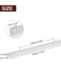 Diagram showing dimensions of Five Pack Edge Mount Cabinet Pulls, Fifteen Point Seven Five Inch Long Aluminum Alloy Hidden Back Mount Finger Pulls