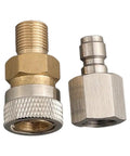 Top Shelf Quick Connect Filling Charging Hose With 1/8 Inch Thread High Pressure Pneumatic Air Line couplers showing brass and stainless steel materials.