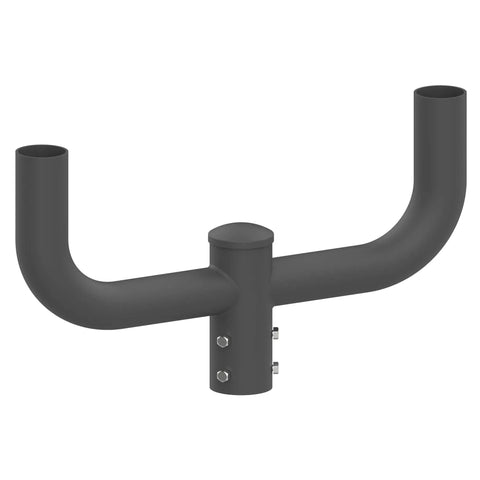 Beefy Double Bullhorn Light Bracket For Two Fixtures With 180 Degree Mounting, 2 3 8 Inch Slip Fitter, Heavy Duty Steel In Dark Bronze, Pole Mount, Outdoor Ready For Lighting Installations, 5 Year Warranty