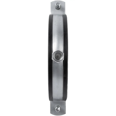 Built Tough Heavy Duty Galvanized Pipe Hanger With Rubber Clamp For PVC And Metal Pipes, Conduit Mounting Bracket, Wall Mount Tube Clamp, Rigid Conduit Holder, Pipe Attachment Hanger For Ducts And Drain Lines, front view
