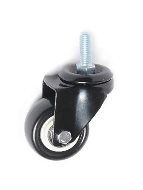 No Sweat Setup Dual Ball Bearing Casters Set Of Four 2.5 Inch Black Furniture Wheels Fits 12X30mm Stems With Swift Locking Brake close-up of single wheel