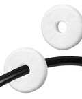 Two Pack White Wall Cable Grommets Kit 1.57 Inch Hole Pass Through For Easy Cable Management No Fuss Dustproof Durable ABS Quick Install Keeps Cables Hidden And Tidy In Home Office Living Room And Studio, white ABS grommets with cable