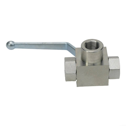 Three Way High Pressure Ball Valve Carbon Steel Manual Tee With BSP Thread Water Oil Gas Systems 500 Bar Working Pressure G1/4 To G3/4 Size Durable Hydraulic Valve For Industrial Use, side view