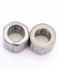 Two silver one-way clutch needle roller bearings, 12x18x9 mm; left shows engraved model text, right shows inner bore