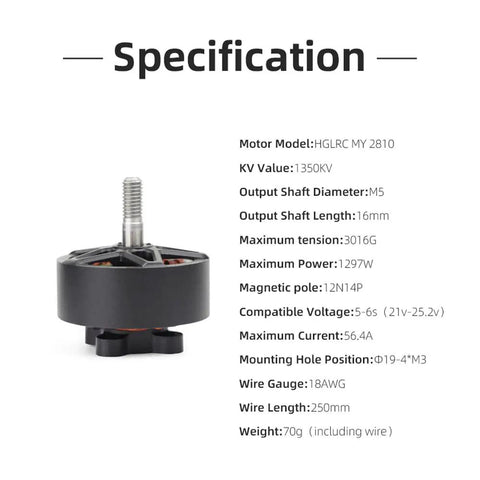 2810 1350KV 6S Brushless Motor For 7 To 8 Inch FPV Racing Drones High Load Power Delivery Strong Thrust Smooth Acceleration Durable Build