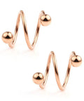 16G Stainless Steel Double Twist Ear Plugs Earring Spiral Helix Stud Lip Ring Body Piercing Jewelry 10mm 6 Pairs Ball Stud Set Gold Black Silver Rose Gold Rainbow Blue, rose gold