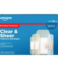Image of Sheer And Clear Adhesive Bandages Variety Pack For Minor Cuts And Scrapes Assorted Sizes 280 Count Breathable Wound Care Essentials box.